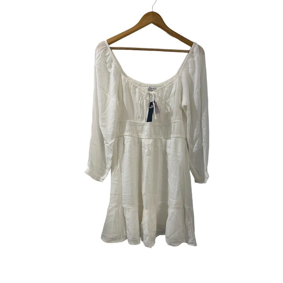 (Sold)HOLLISTER White LONG-SLEEVE CHANNELED BUILT-IN SHORTS DRESS Large NWT - Picture 7 of 14